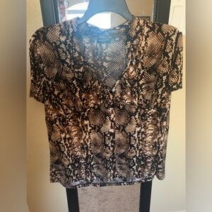 Perseption Snake Print Blouse in Brown and Black